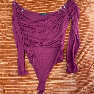 Off shoulder ruffled bodysuit